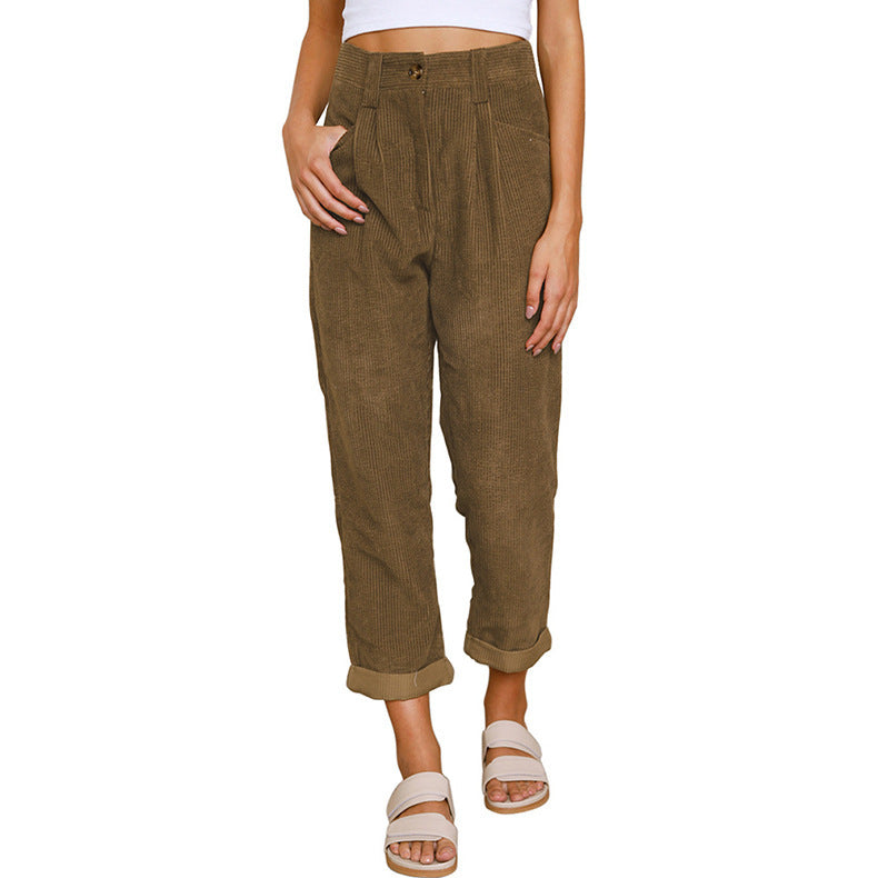 Chelsie - Lässige Cordhose mit hoher Taille für Damen