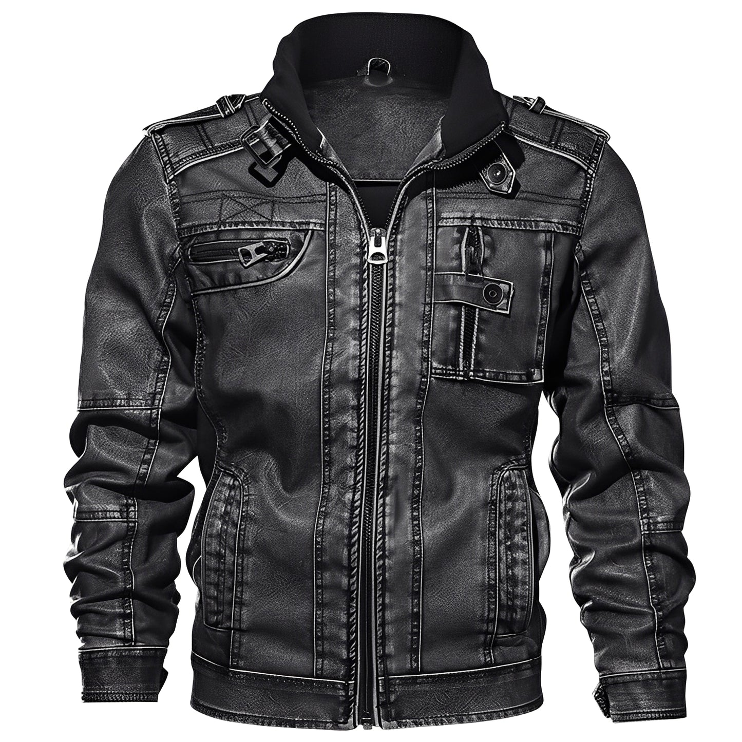 Kevin - Klassische Lederjacke mit Taschen für Herren