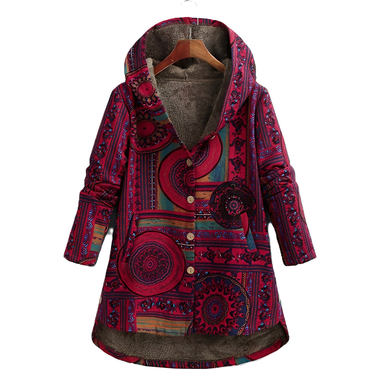 Griselda - Kapuzenjacke mit ethnischem Blumenmuster für Damen