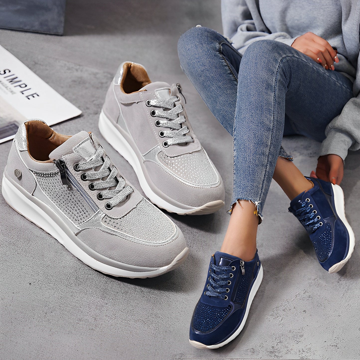 Luna - Lässige Sneaker mit seitlichem Reißverschluss für Damen