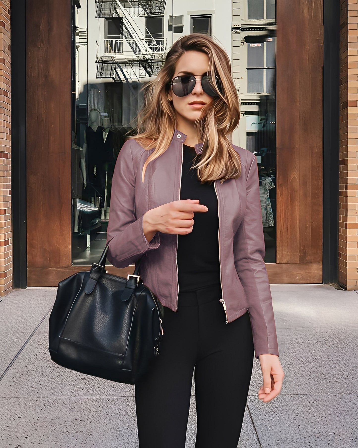 Ashlee - Stilvolle, schmal geschnittene Lederjacke für Damen