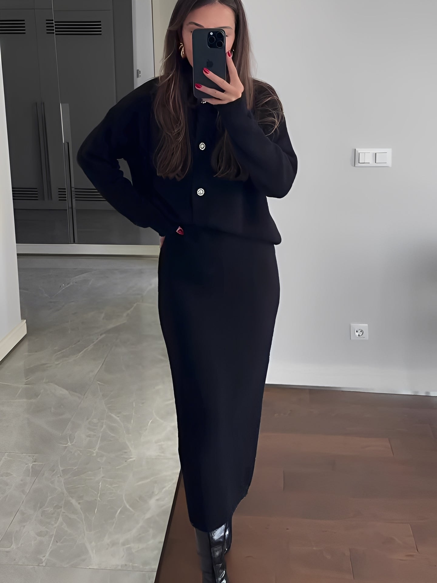 Cecilia - Elegantes Set aus Strickjacke und Rock für Damen