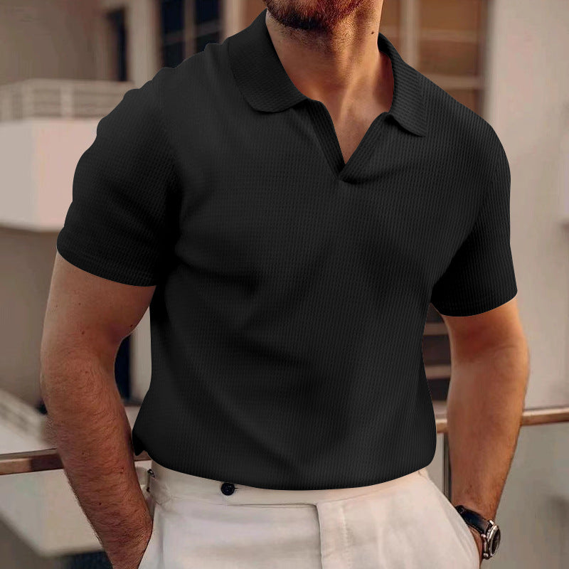 David - Schlichtes Waffel-Poloshirt für Herren