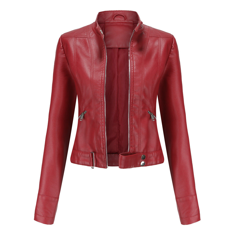 Madeline - Stilvolle Lederjacke mit Stehkragen für Damen