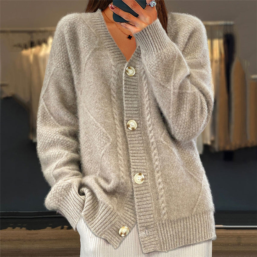 Jocelin - Lockere Strickjacke mit Brokatmuster für Frauen