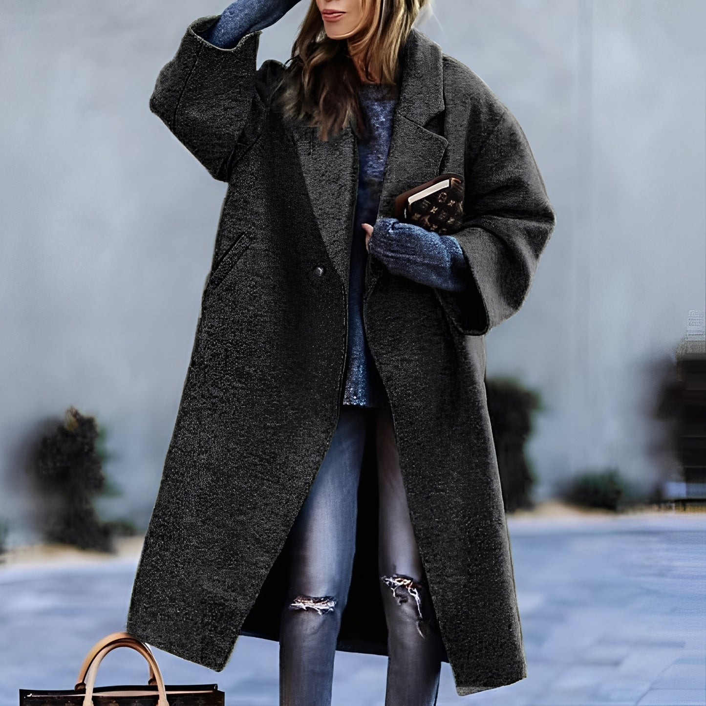 Britannia - Warmer langer Mantel mit Reverskragen für Damen