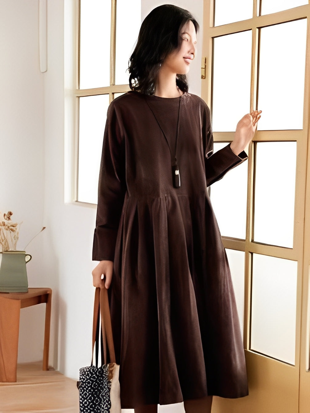 Shyanne - Lässiges, lockeres Cordkleid mit Taschen für Damen