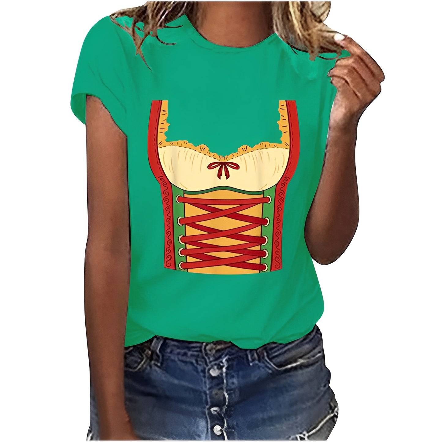 Hazel - Lässiges Oktoberfest-T-Shirt mit Print für Damen