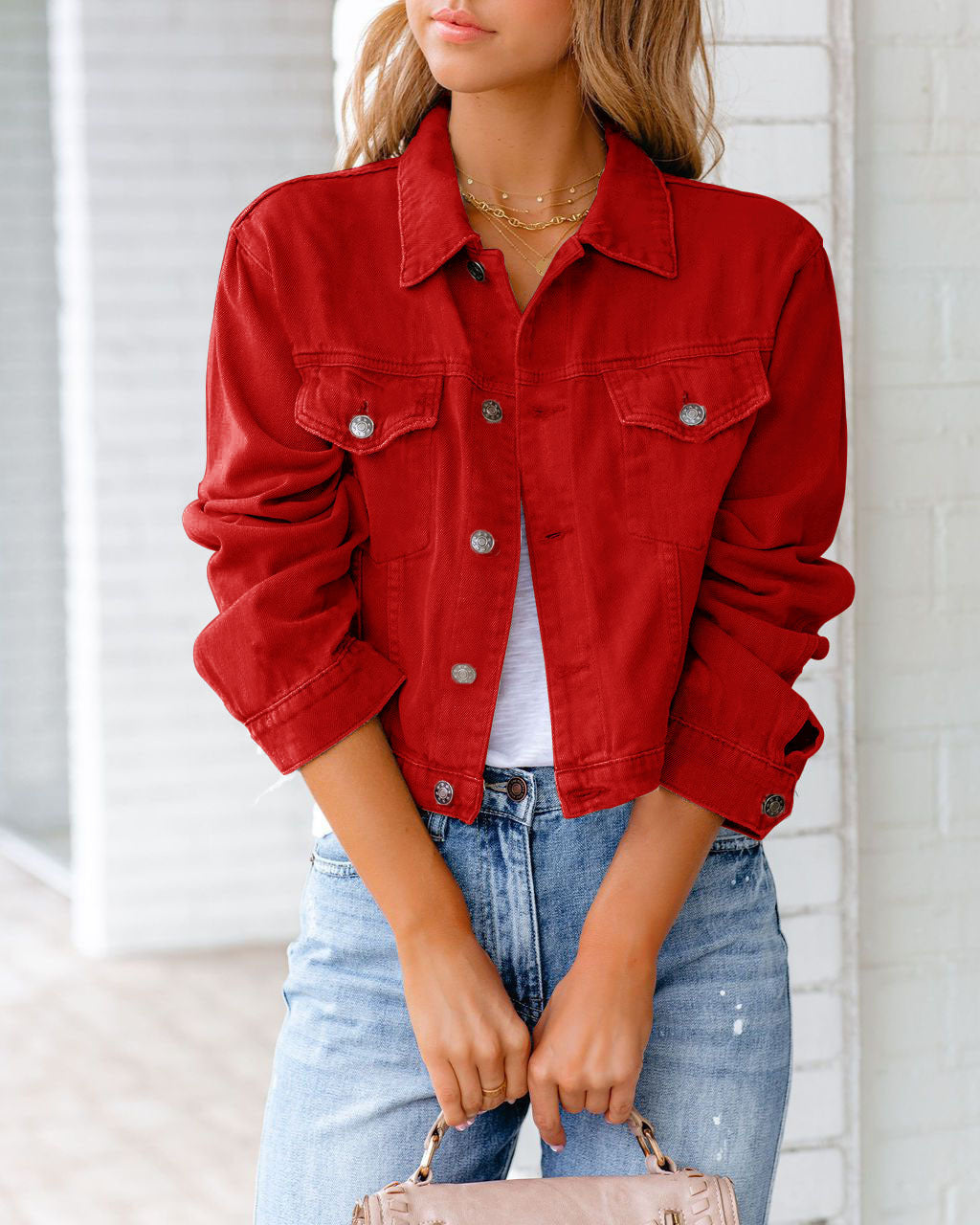 Paulene - Stilvolle Jeansjacke mit Knöpfen und Taschen
