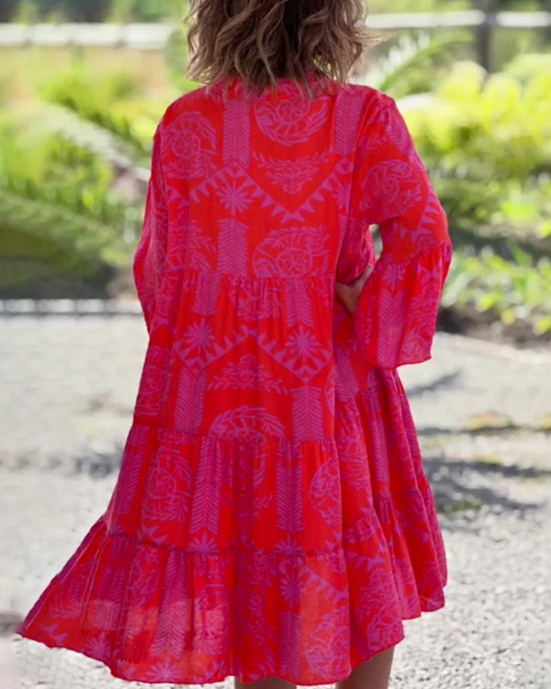 Mia – Kleid mit geometrischem Bohème-Druck