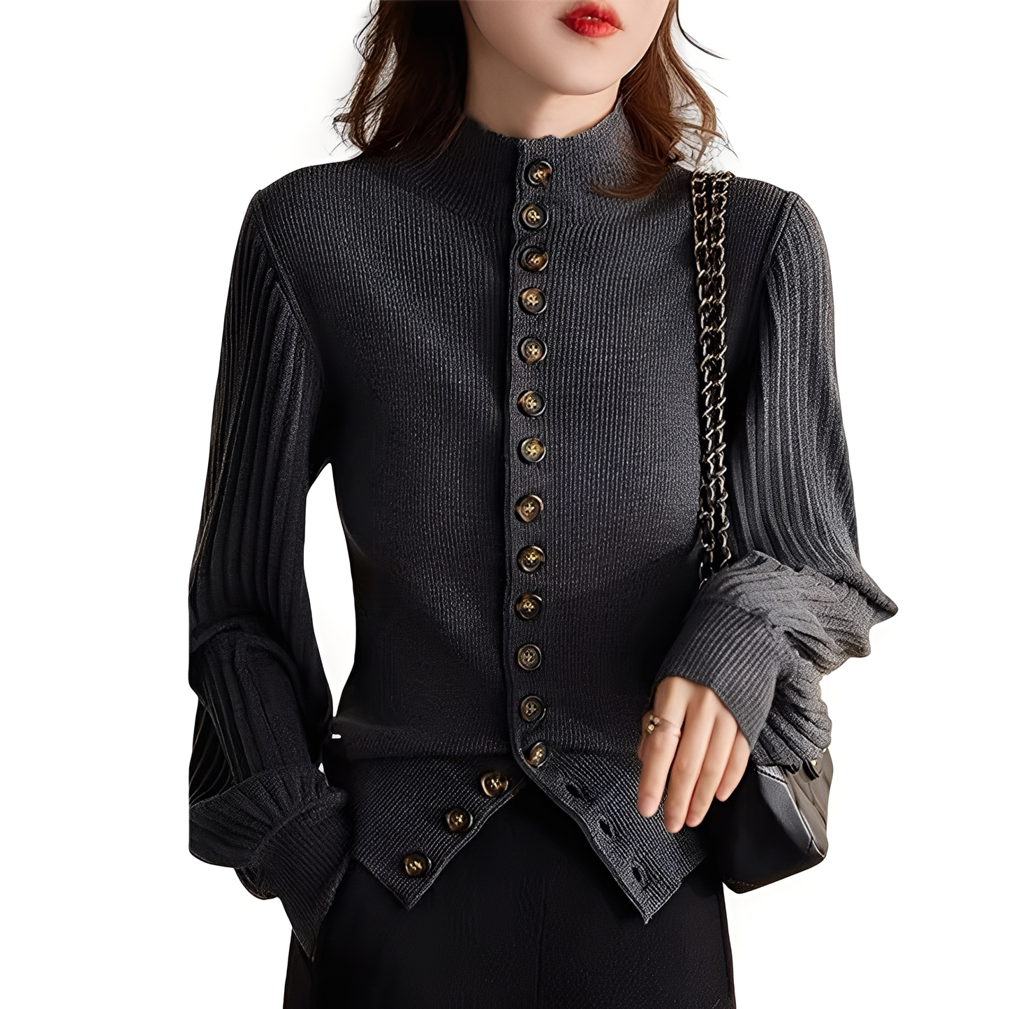 Adelyn - Lässiges Strickoberteil mit Laternenärmeln für Damen