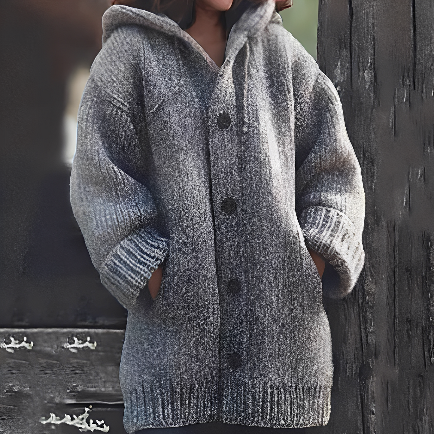 Jaqueline - Gemütliche Strickjacke mit Kapuze für Damen