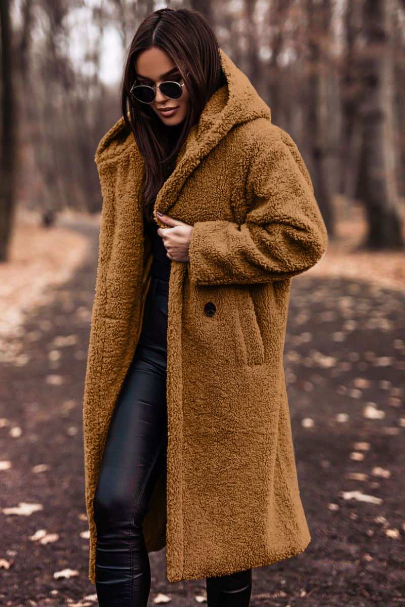 Yancy - Eleganter langer Plüschmantel für Damen