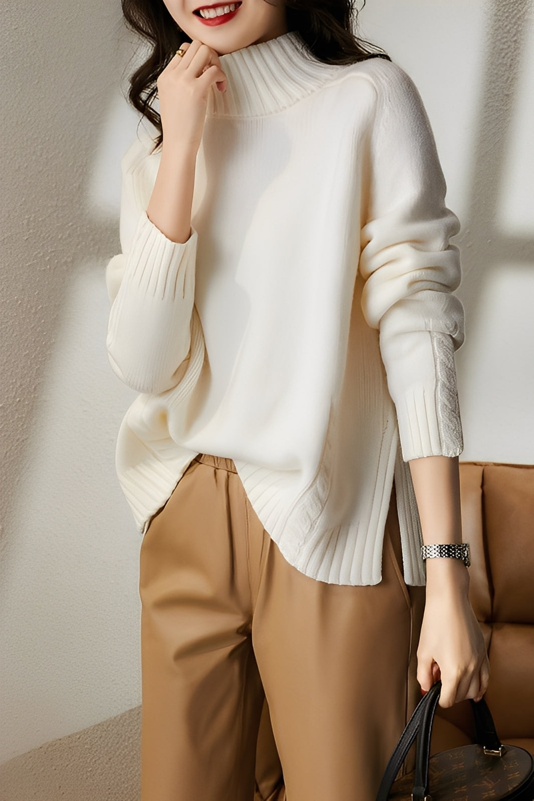 Karolyn - Schlichter, schmal geschnittener Strickpullover für Damen