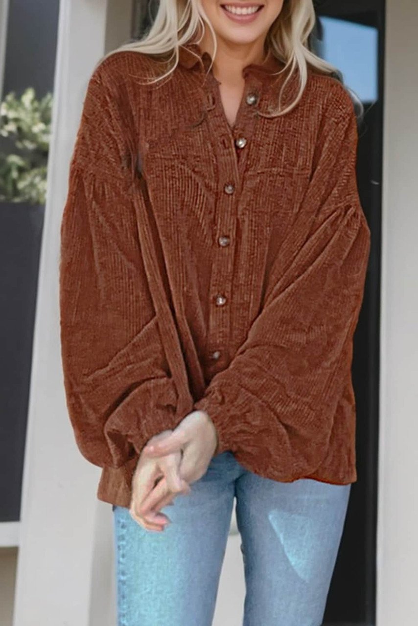Mai - Kordbluse mit Puffärmeln Damenkleidung