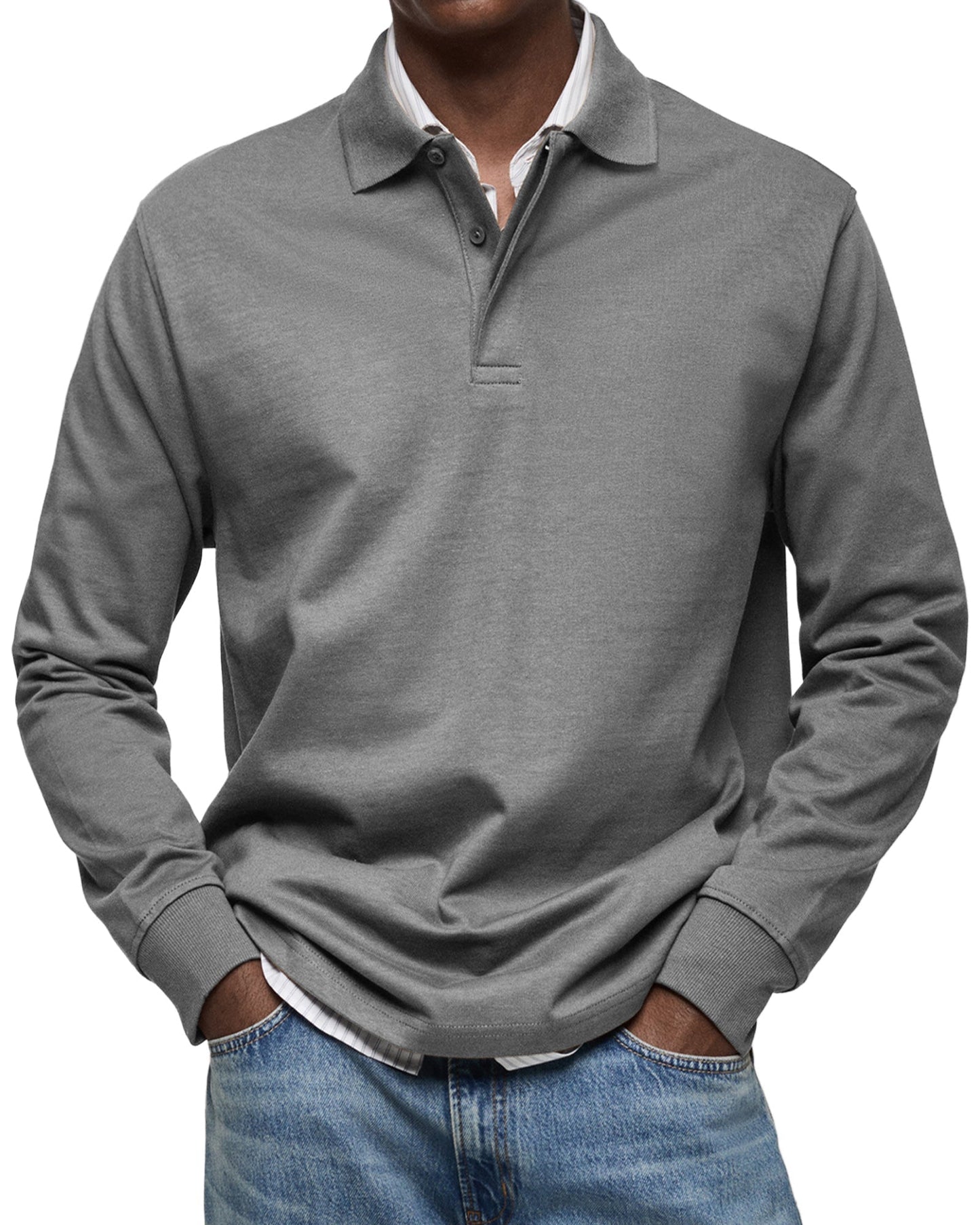 Dewey - Schlichtes Langarm-Poloshirt für Herren
