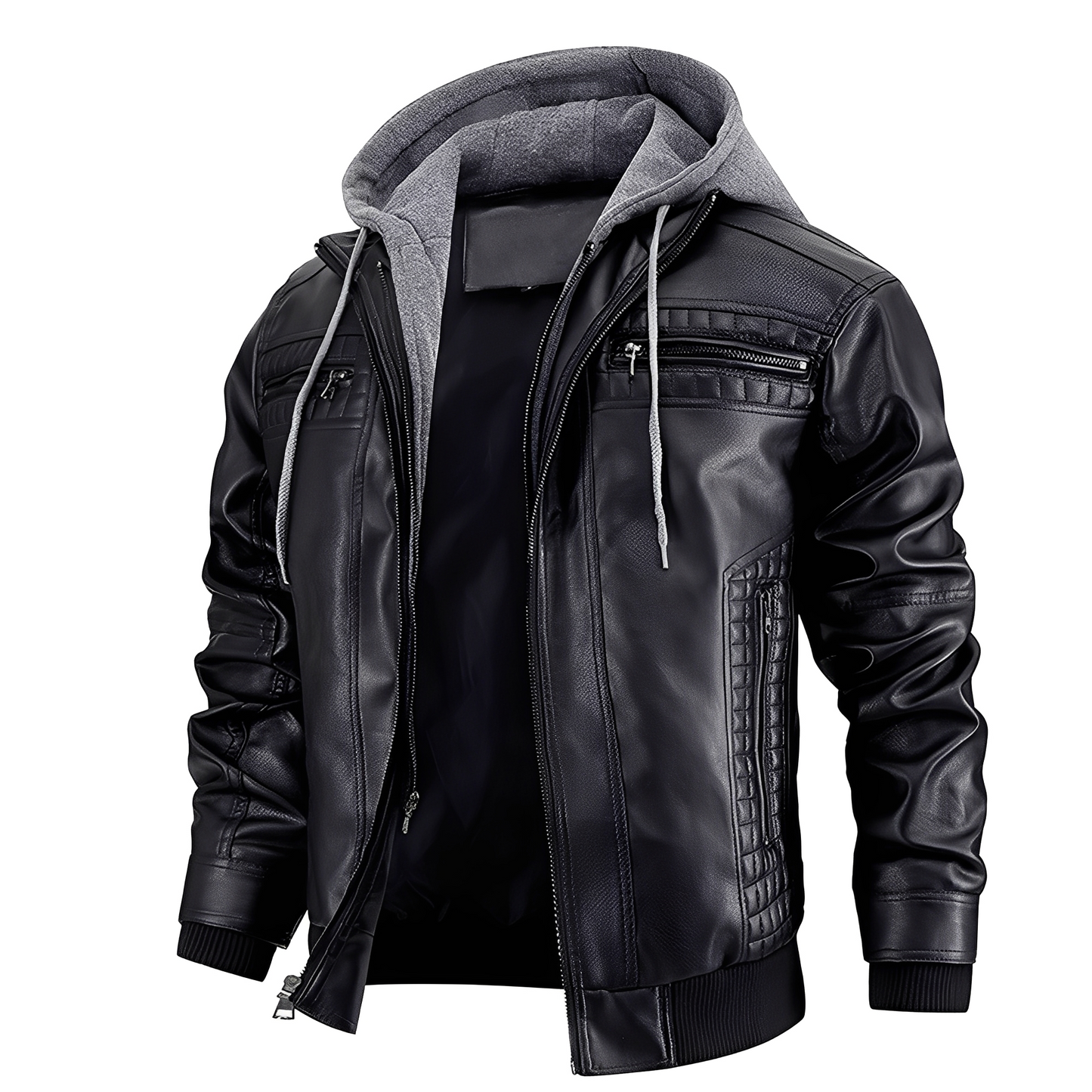 Everard - Klassische Motorradjacke mit Kapuze für Herren