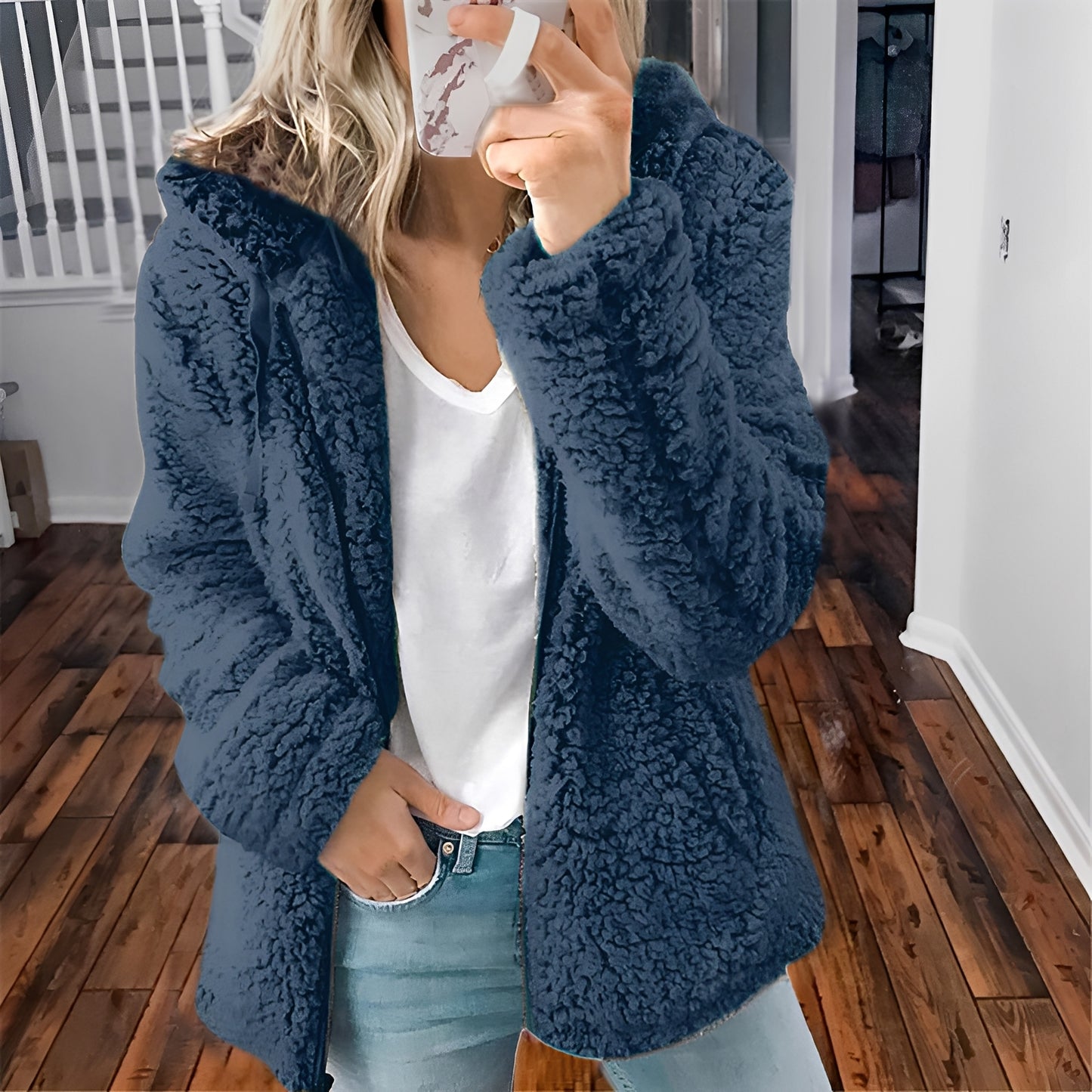 Blaire - Lässige Teddyfell-Kapuzenjacke für Damen