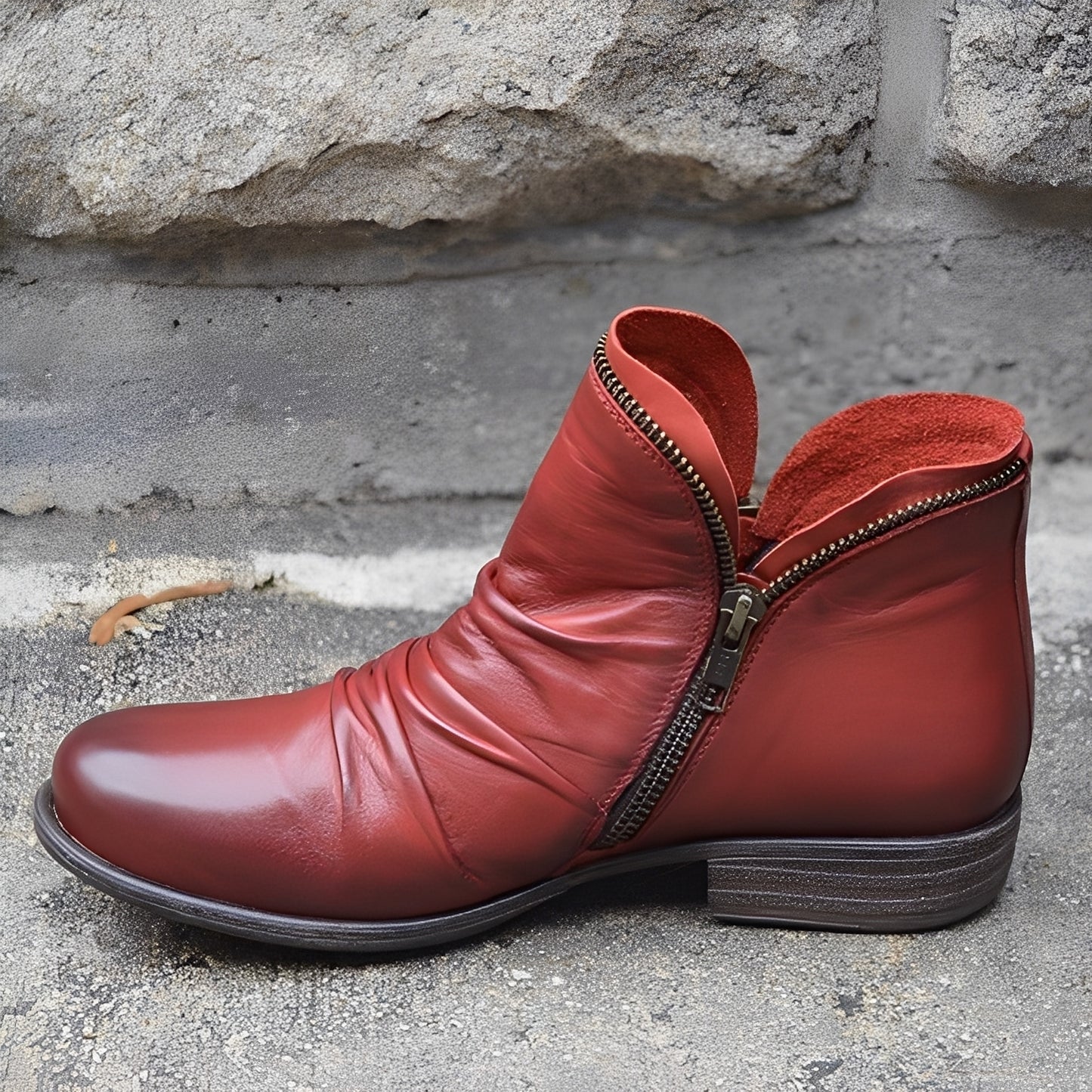 Veronica - Retro-Lederstiefel mit Reißverschluss für Damen