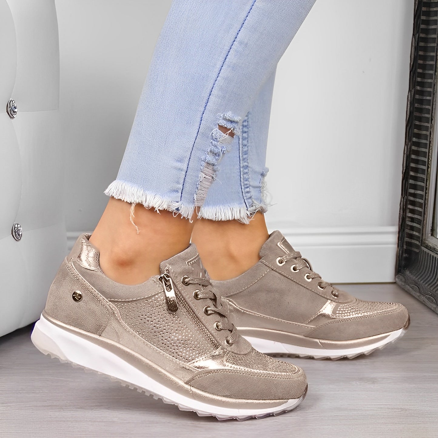 Luna - Lässige Sneaker mit seitlichem Reißverschluss für Damen