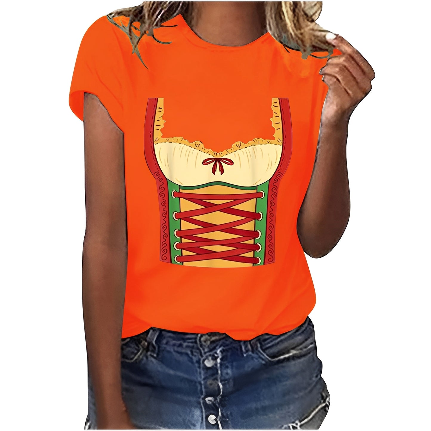 Hazel - Lässiges Oktoberfest-T-Shirt mit Print für Damen