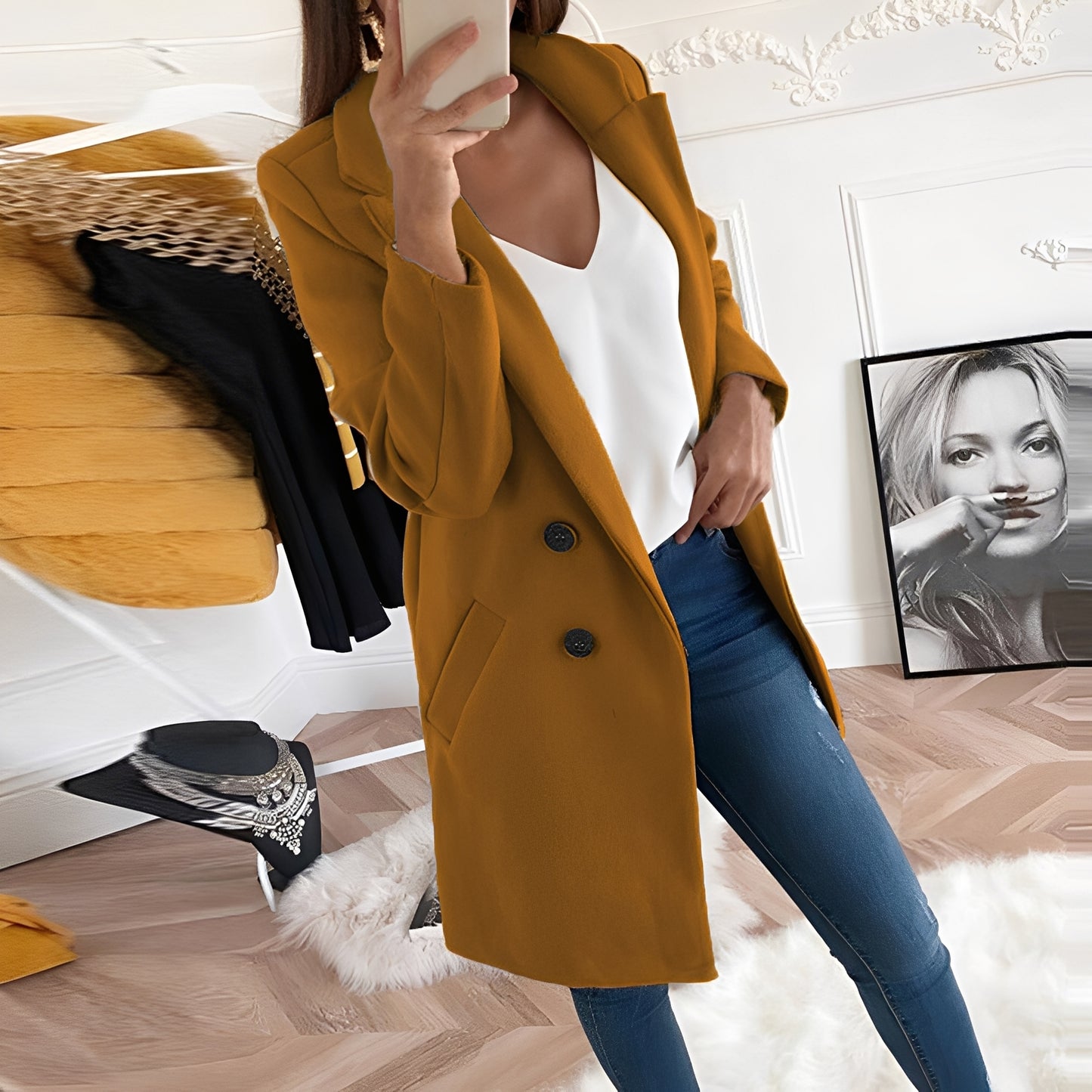 Nichole - Eleganter und warmer langer Mantel für Damen