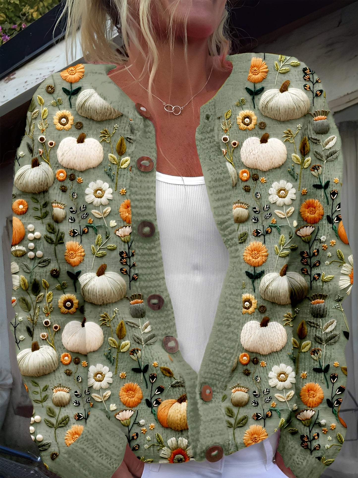 Kandace - Stilvolle Strickjacke mit Blumenmuster für Damen