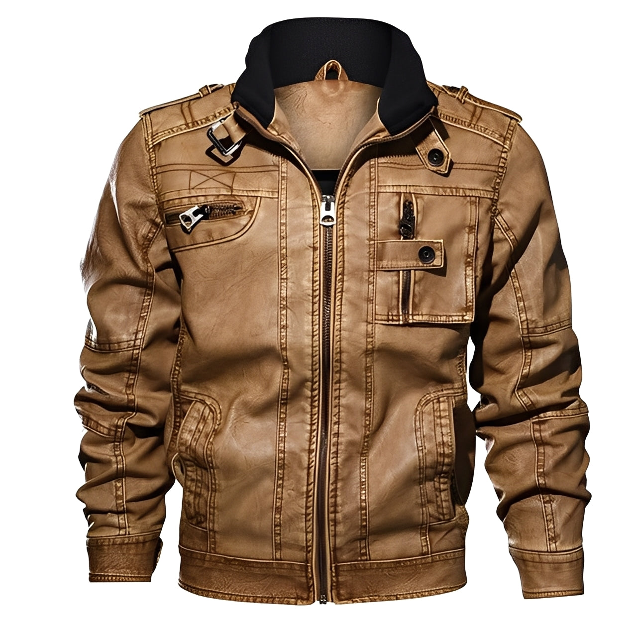 Kevin - Klassische Lederjacke mit Taschen für Herren