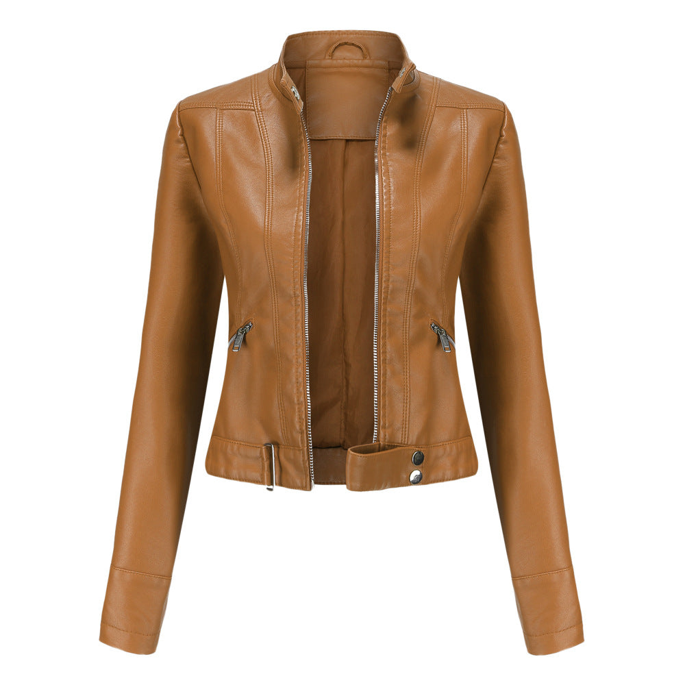 Madeline - Stilvolle Lederjacke mit Stehkragen für Damen