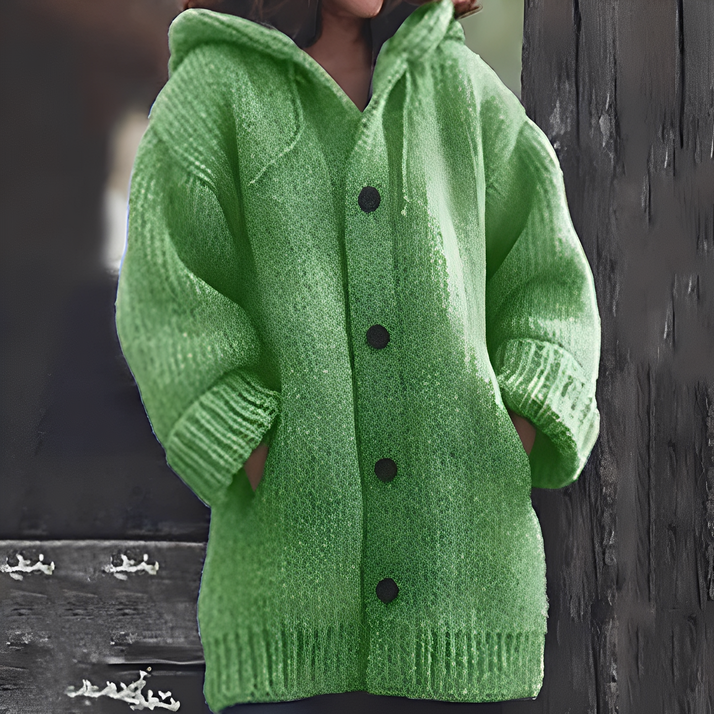 Jaqueline - Gemütliche Strickjacke mit Kapuze für Damen