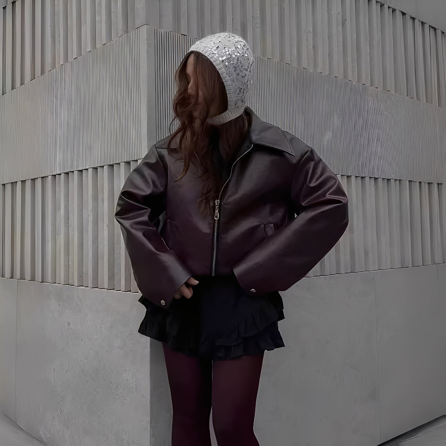 Lesley - Modische Lederjacke mit Reißverschluss für Damen