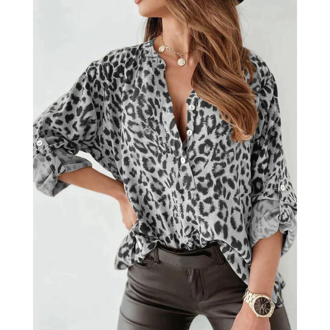 Shelia - Langärmliges Shirt mit Leopardenmuster für Damen