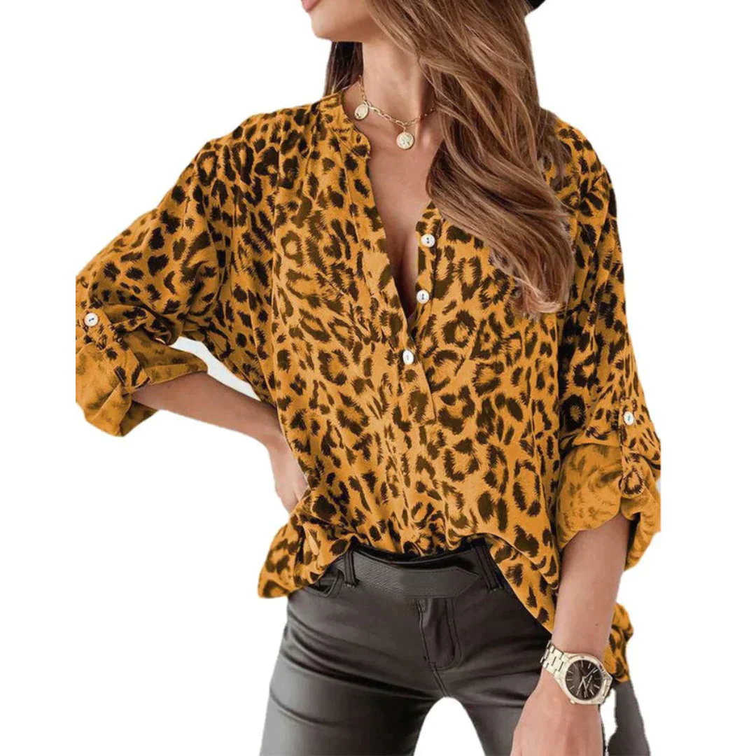 Shelia - Langärmliges Shirt mit Leopardenmuster für Damen