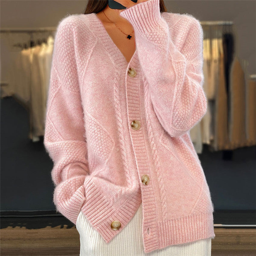 Jocelin - Lockere Strickjacke mit Brokatmuster für Frauen