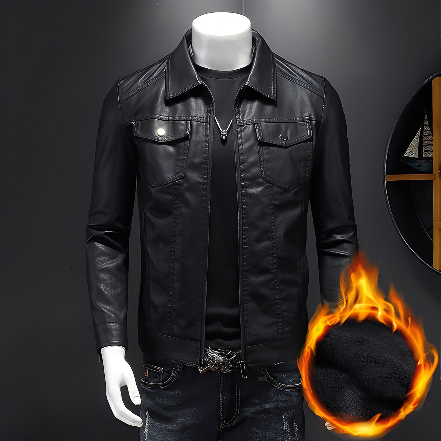 Brycen - Klassische schmale Lederjacke für Herren