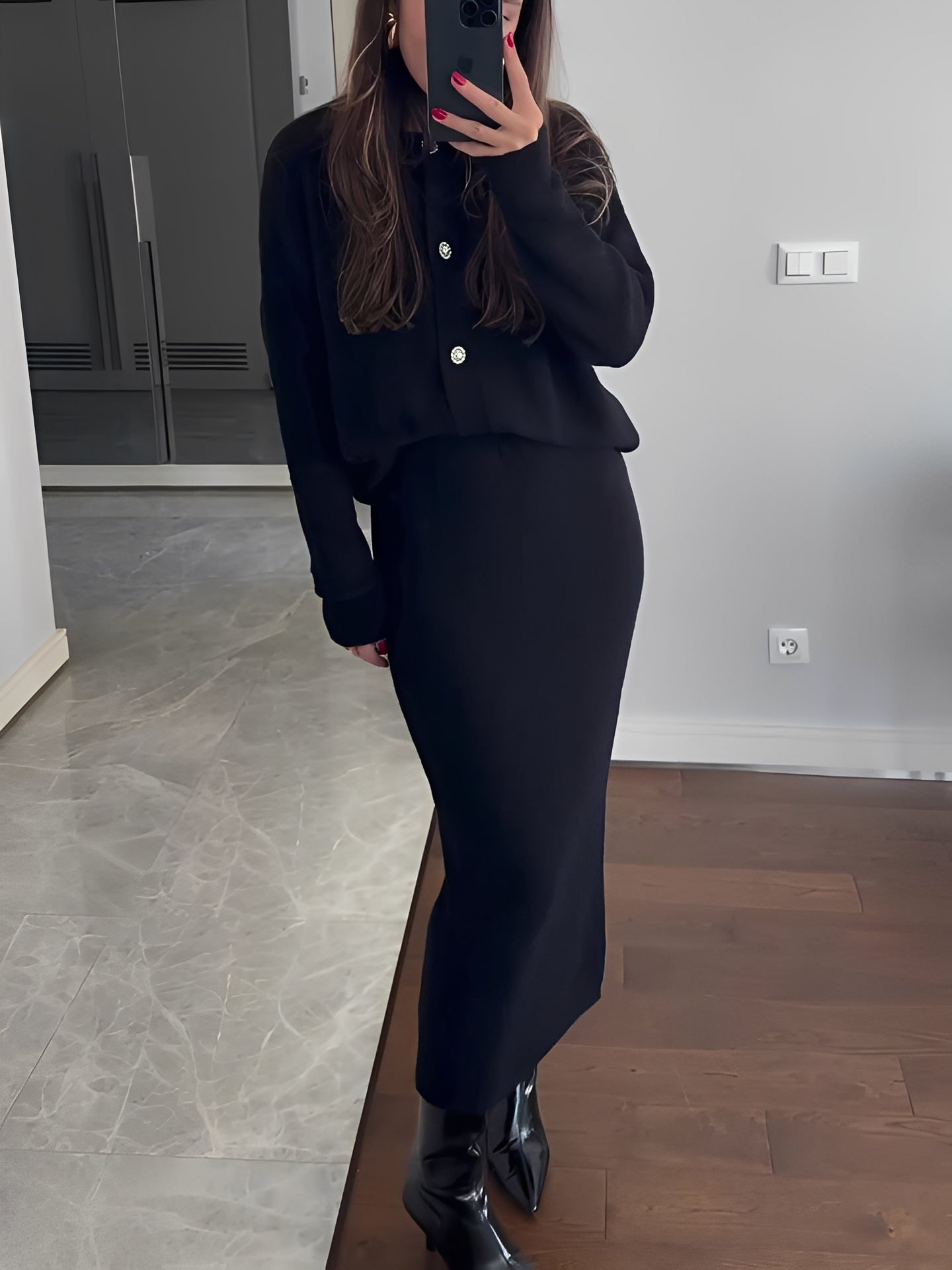 Cecilia - Elegantes Set aus Strickjacke und Rock für Damen