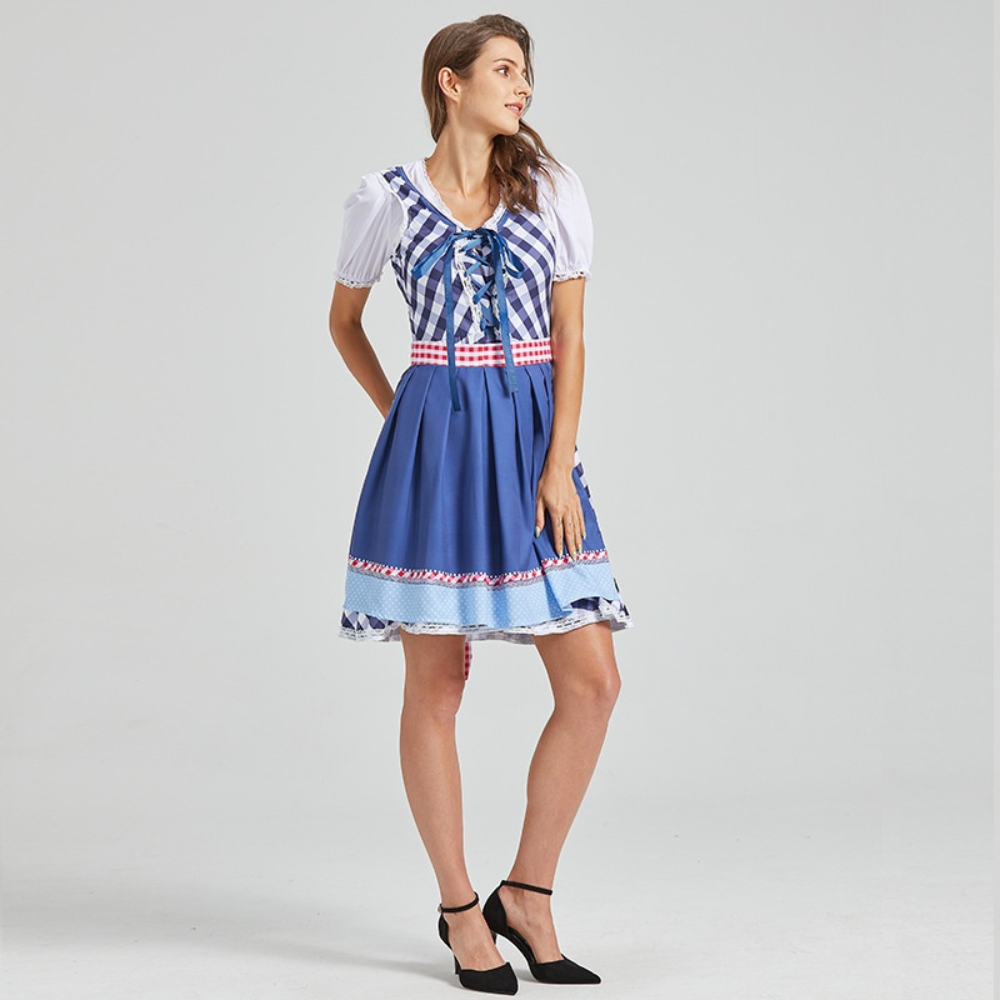 Rowina - Klassisches kariertes Oktoberfest-Dirndlkleid für Damen