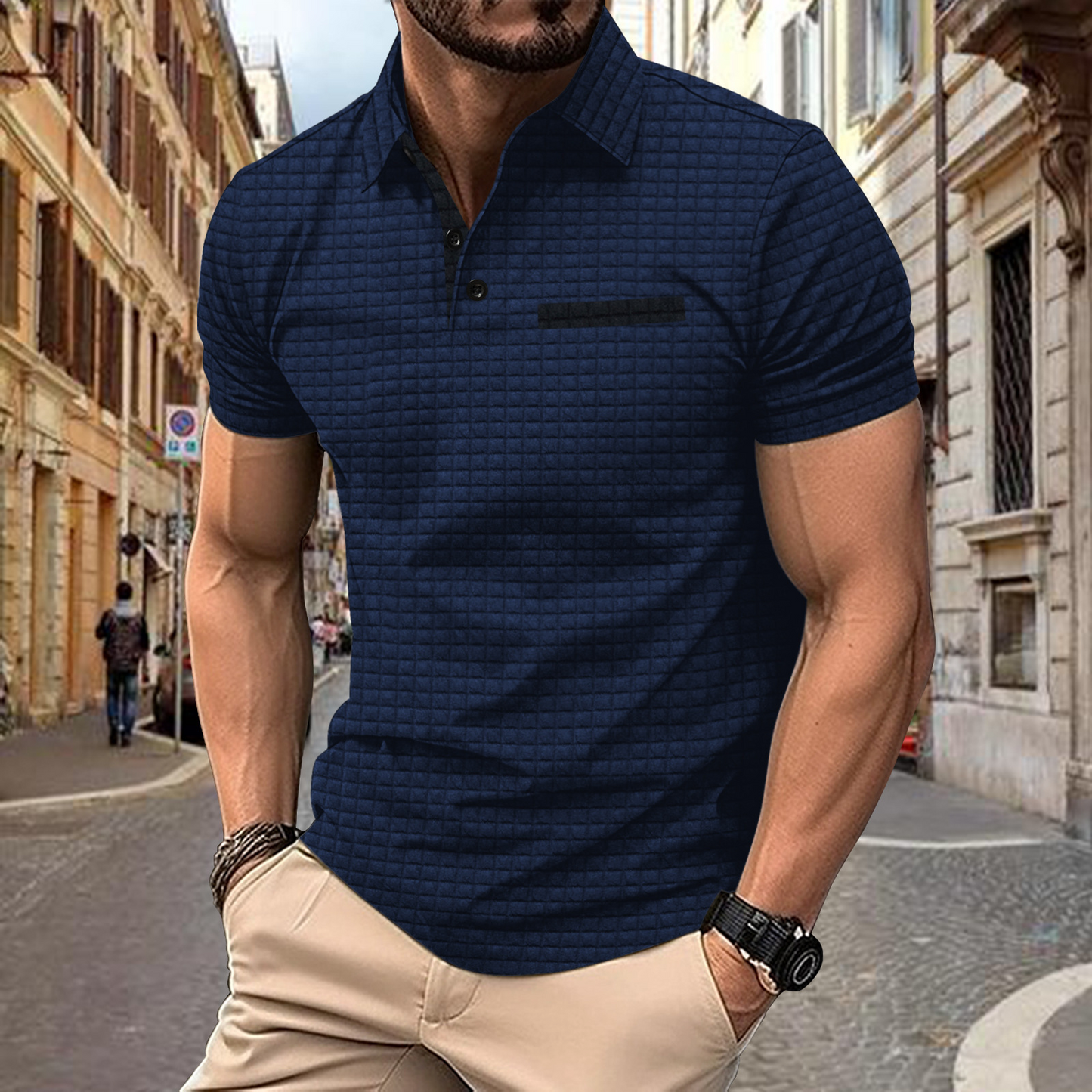 Kohen - Sommer-Poloshirt mit Herrenknopf