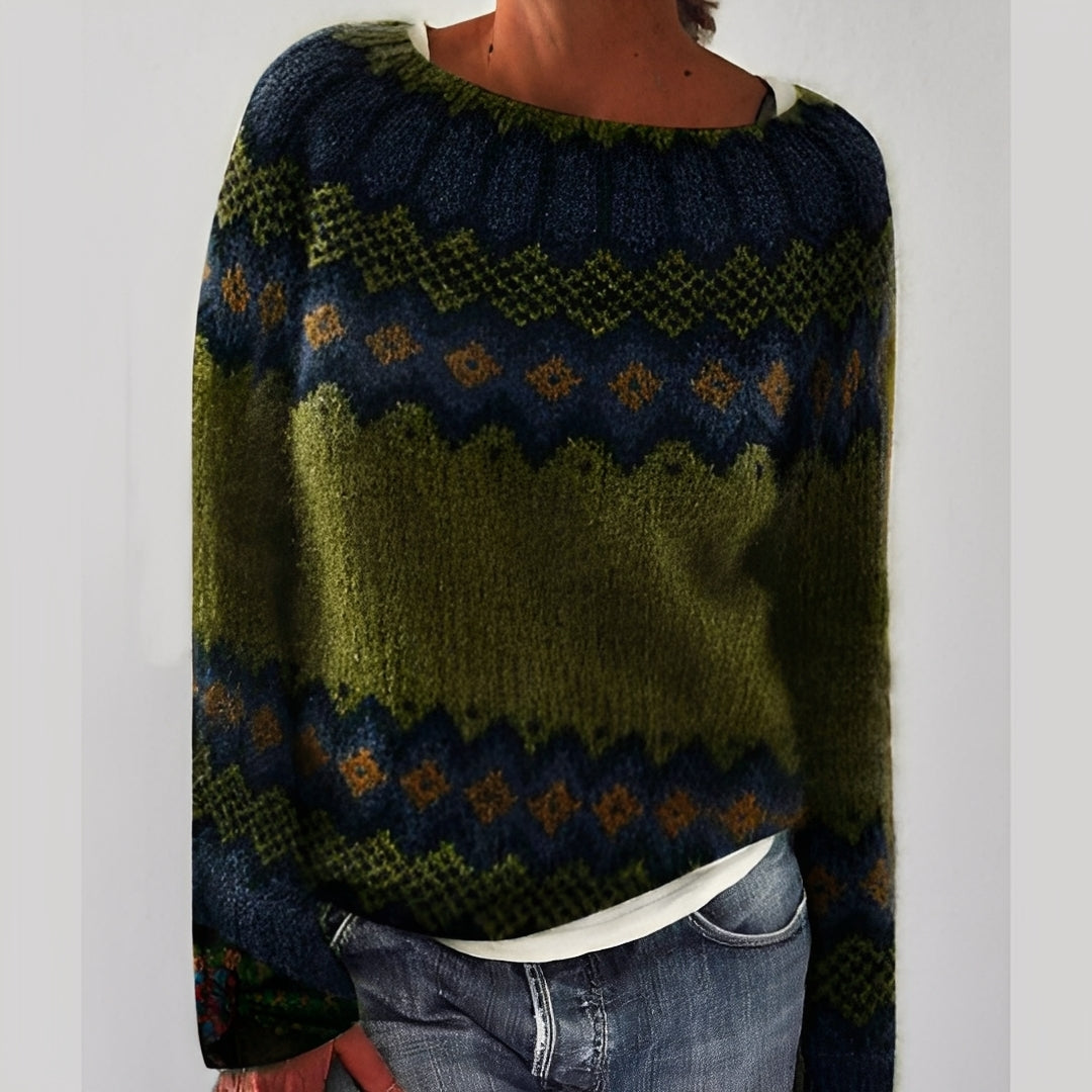 Heather - Klassischer Strickpullover mit Muster für Damen