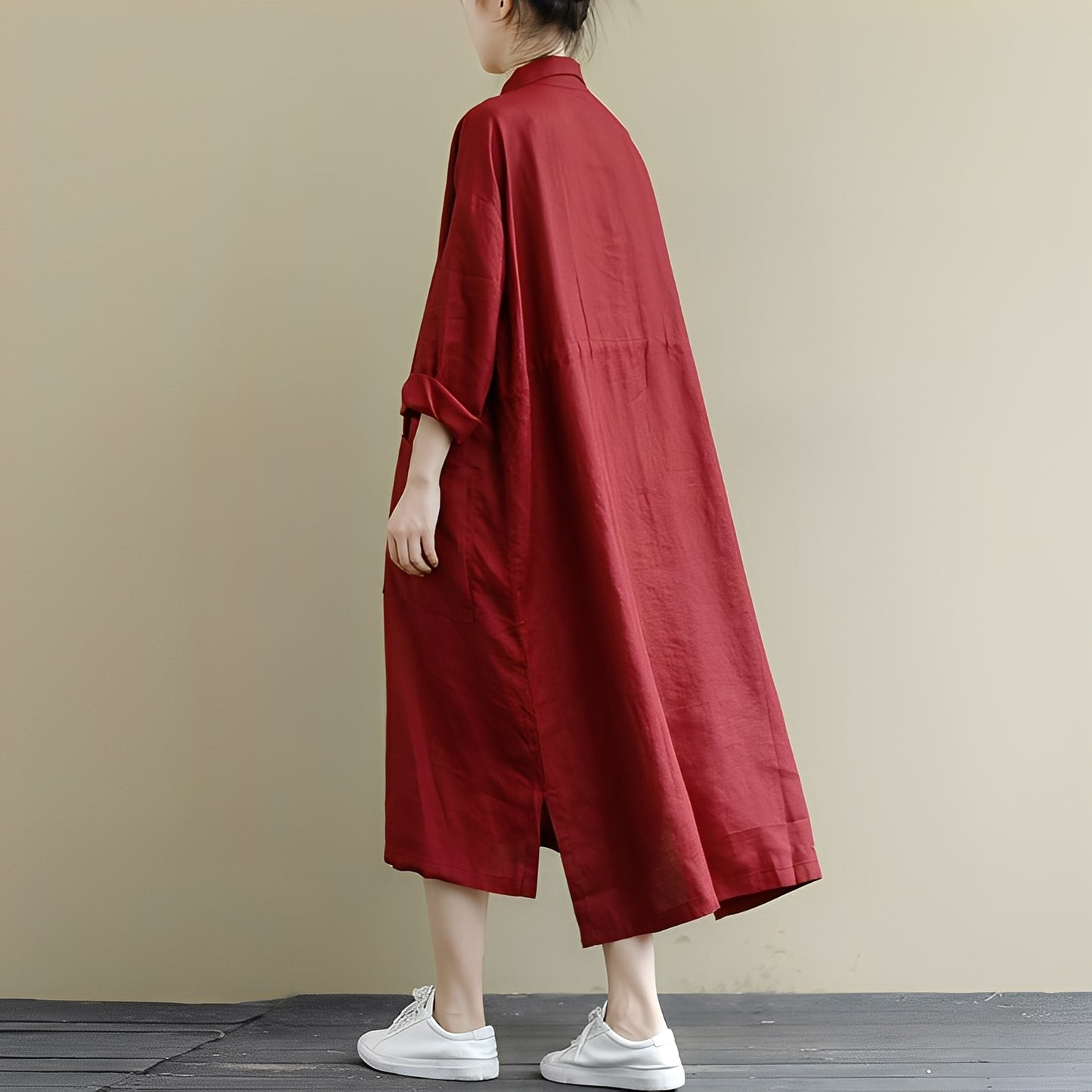 Chelsie - Oversized-Maxikleid mit Knöpfen für Damen