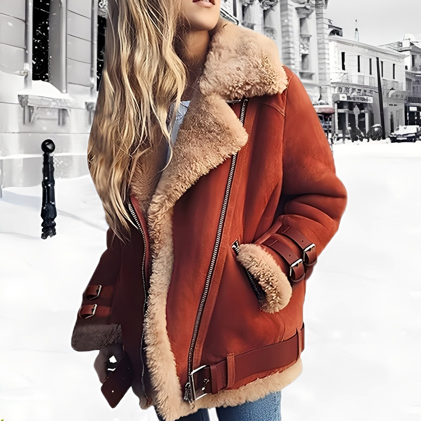 Cassandra - Dicke Woll-Wildlederjacke für Damen
