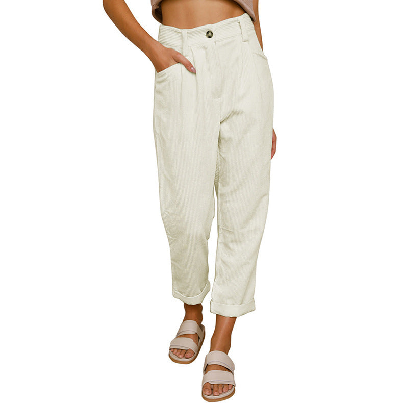 Chelsie - Lässige Cordhose mit hoher Taille für Damen