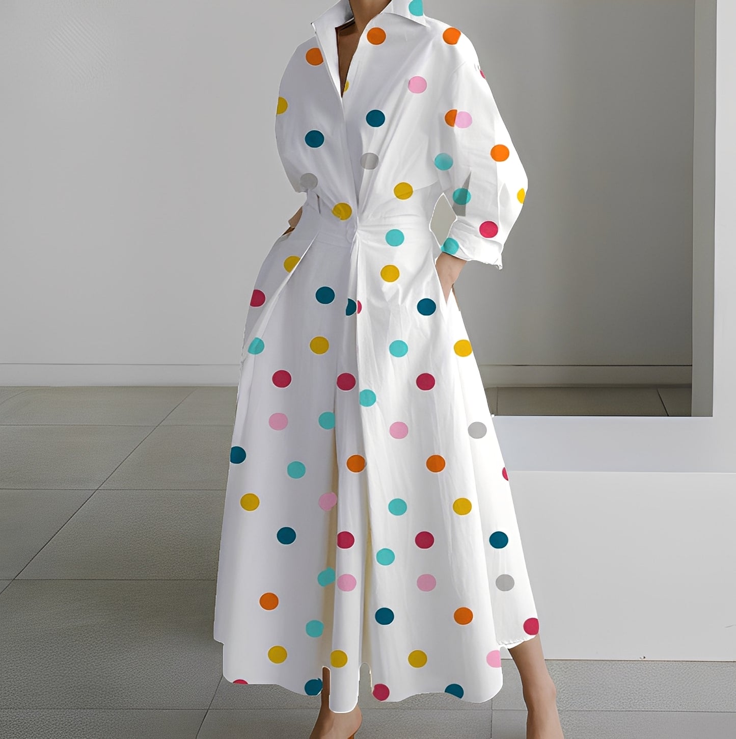 Lavina - Lockeres Langarmkleid mit Taschen für Damen