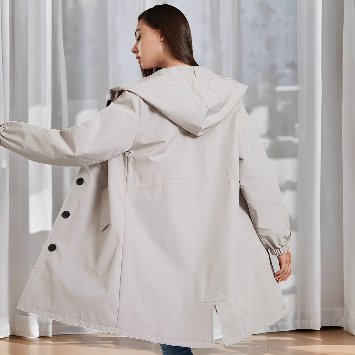 Vivyan - Lässige wasserdichte Jacke mit Kapuze für Damen