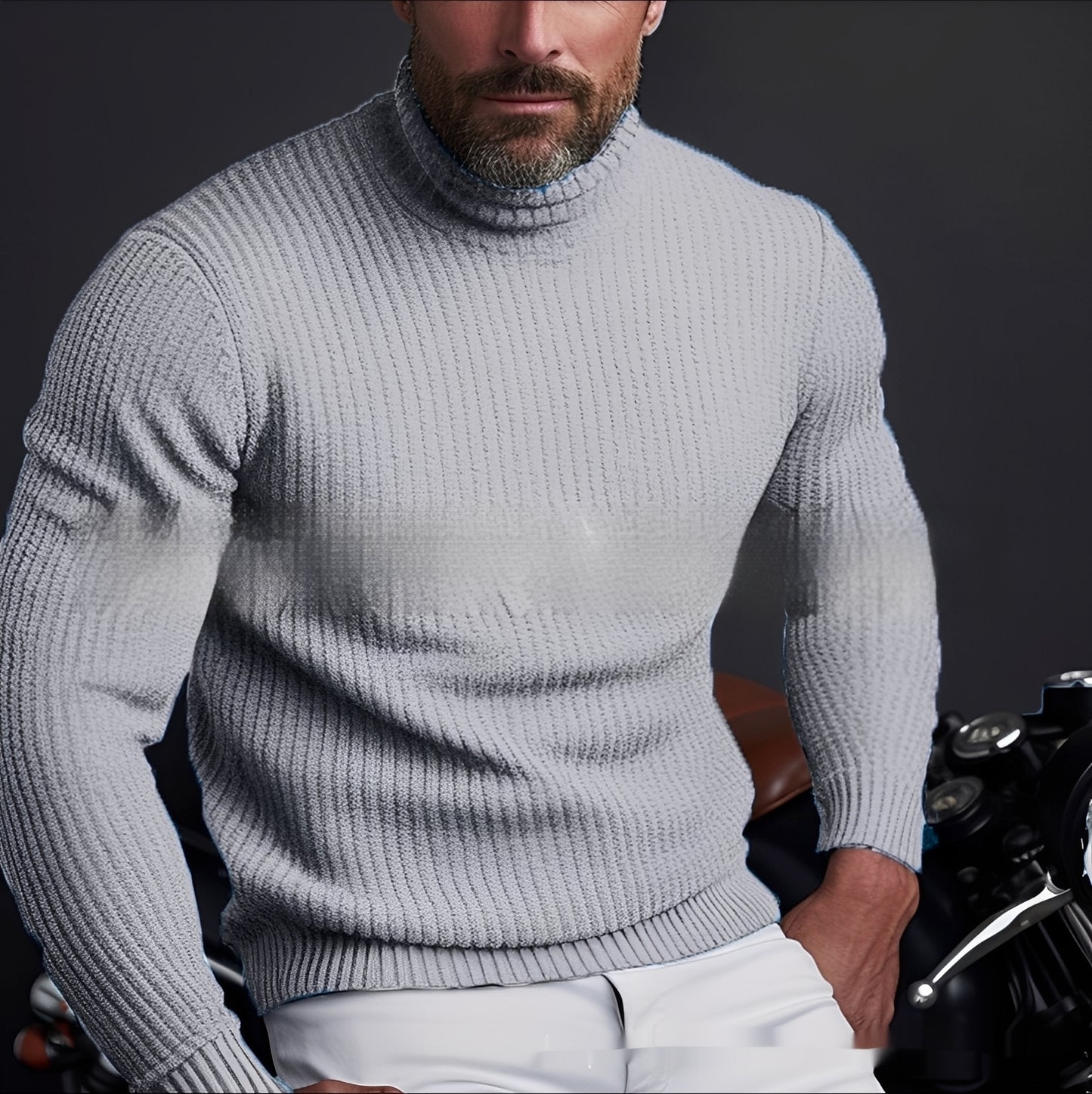 Randolf - Eleganter, schlichter Rollkragenpullover für Herren
