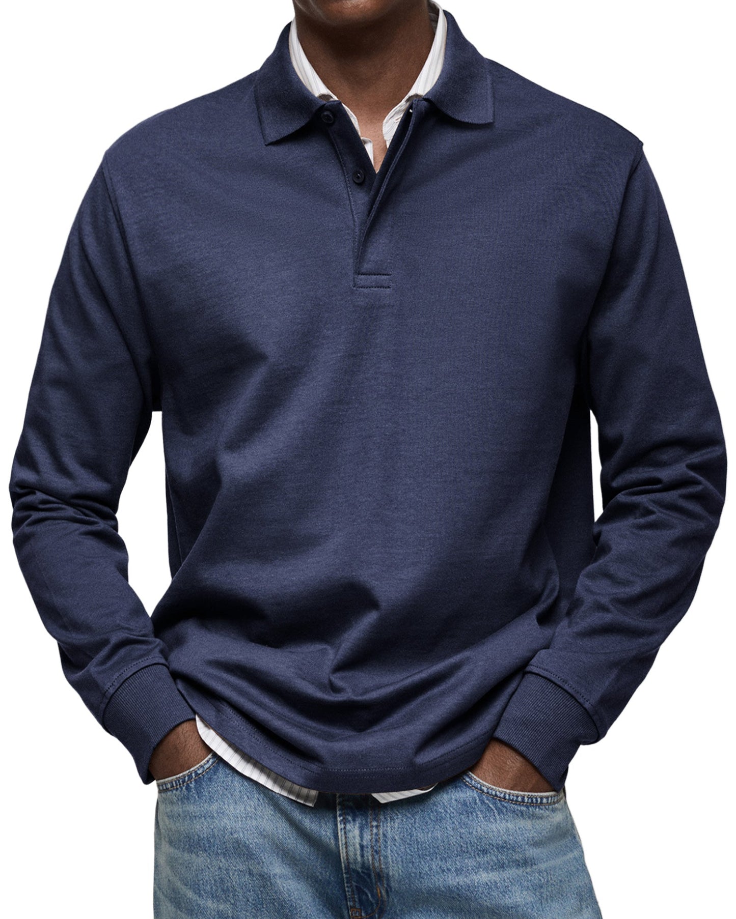 Dewey - Schlichtes Langarm-Poloshirt für Herren