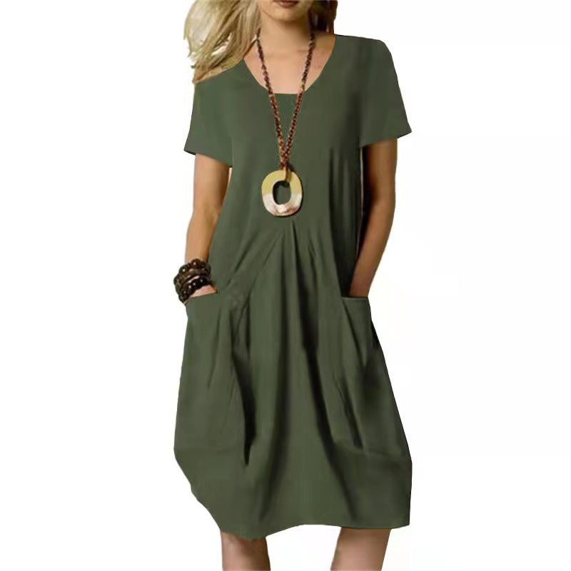 Carly - Sommerliches, einfarbiges, locker sitzendes Kleid