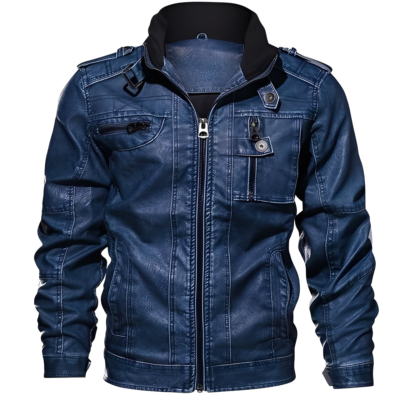 Kevin - Klassische Lederjacke mit Taschen für Herren