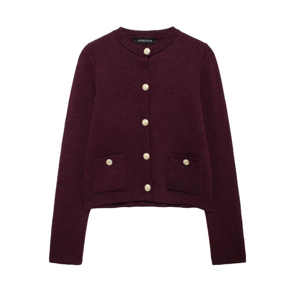 Zinnia - Lässige Strickjacke mit goldener Knopfleiste für Damen