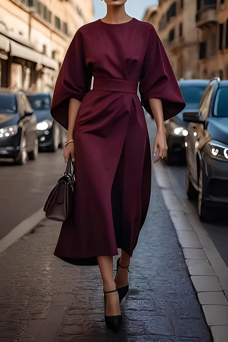 Nicole - Stilvolles Midikleid mit Laternenärmeln für Damen